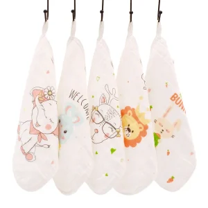 5PCS Baby Muslin Face Towels – 100% Cotton 6-Layer Soft Absorbent Square Washcloths (30×30cm)